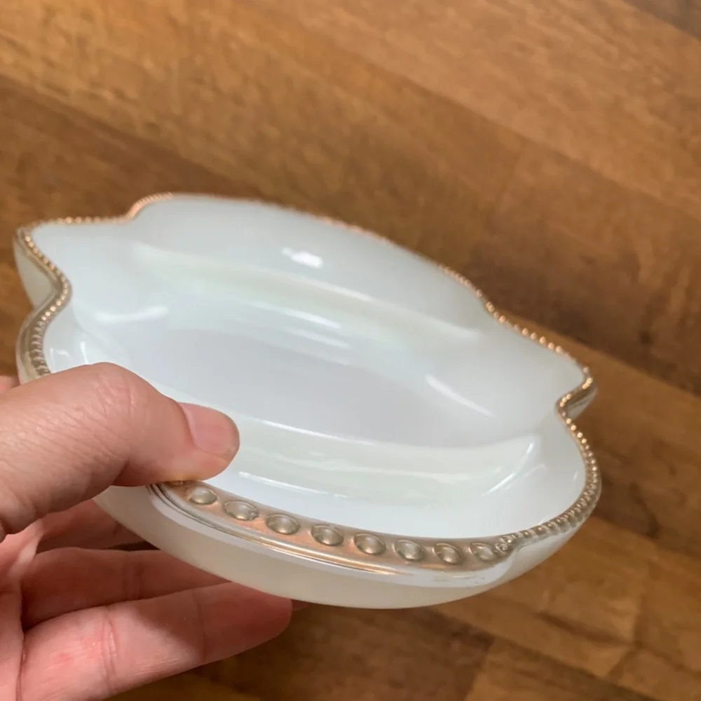 40's Fire King Milk Glass Divided Dish